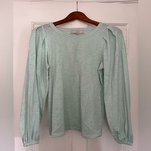 Loft mint green long sleeve T with puffy sleeves